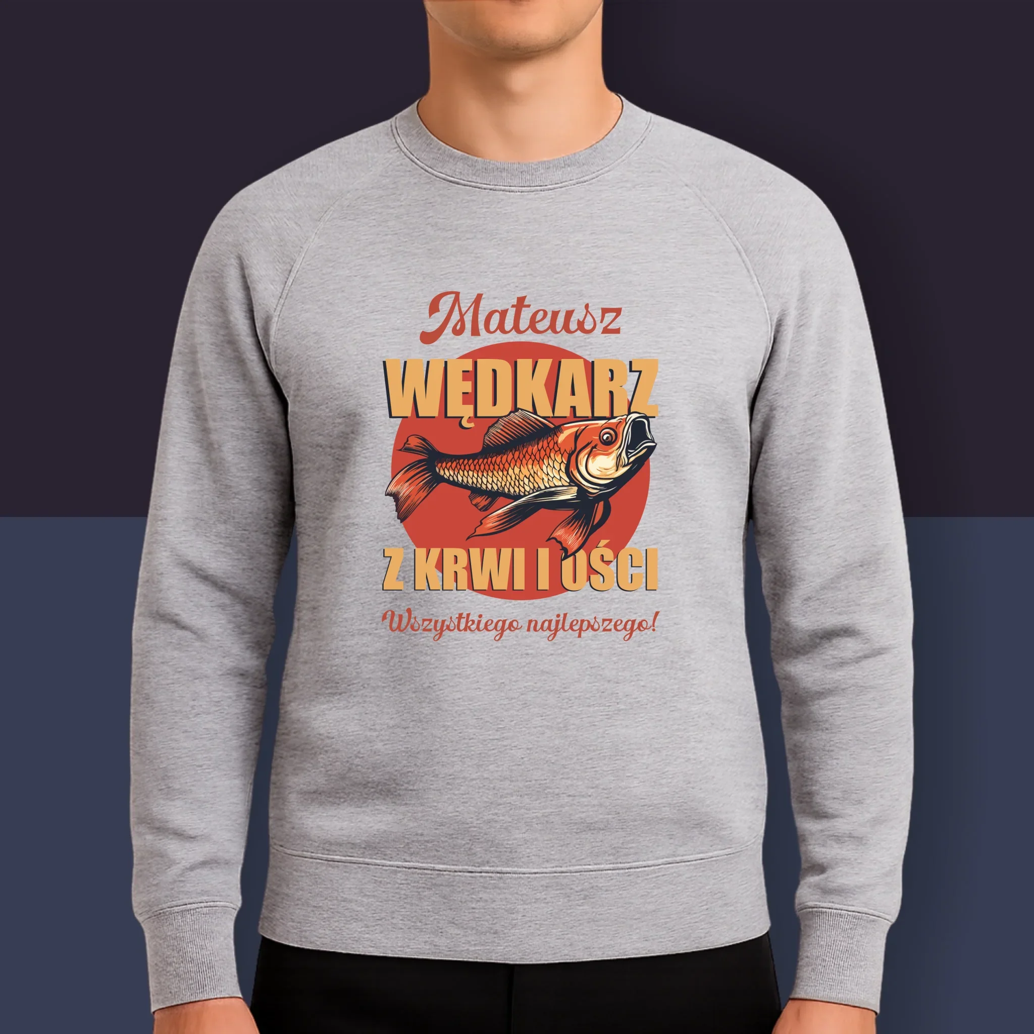 Imię i Podpis: Wędkarz z Krwi i Ości - Bluza Męska z Kapturem - Image 9