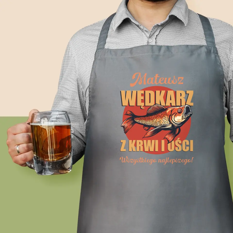 Imię i Podpis: Wędkarz Z Krwi i Ości - Fartuch z Nadrukiem - Image 2