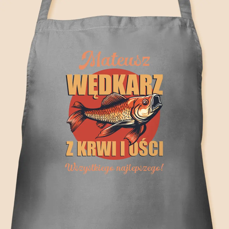 Imię i Podpis: Wędkarz Z Krwi i Ości - Fartuch z Nadrukiem - Image 3