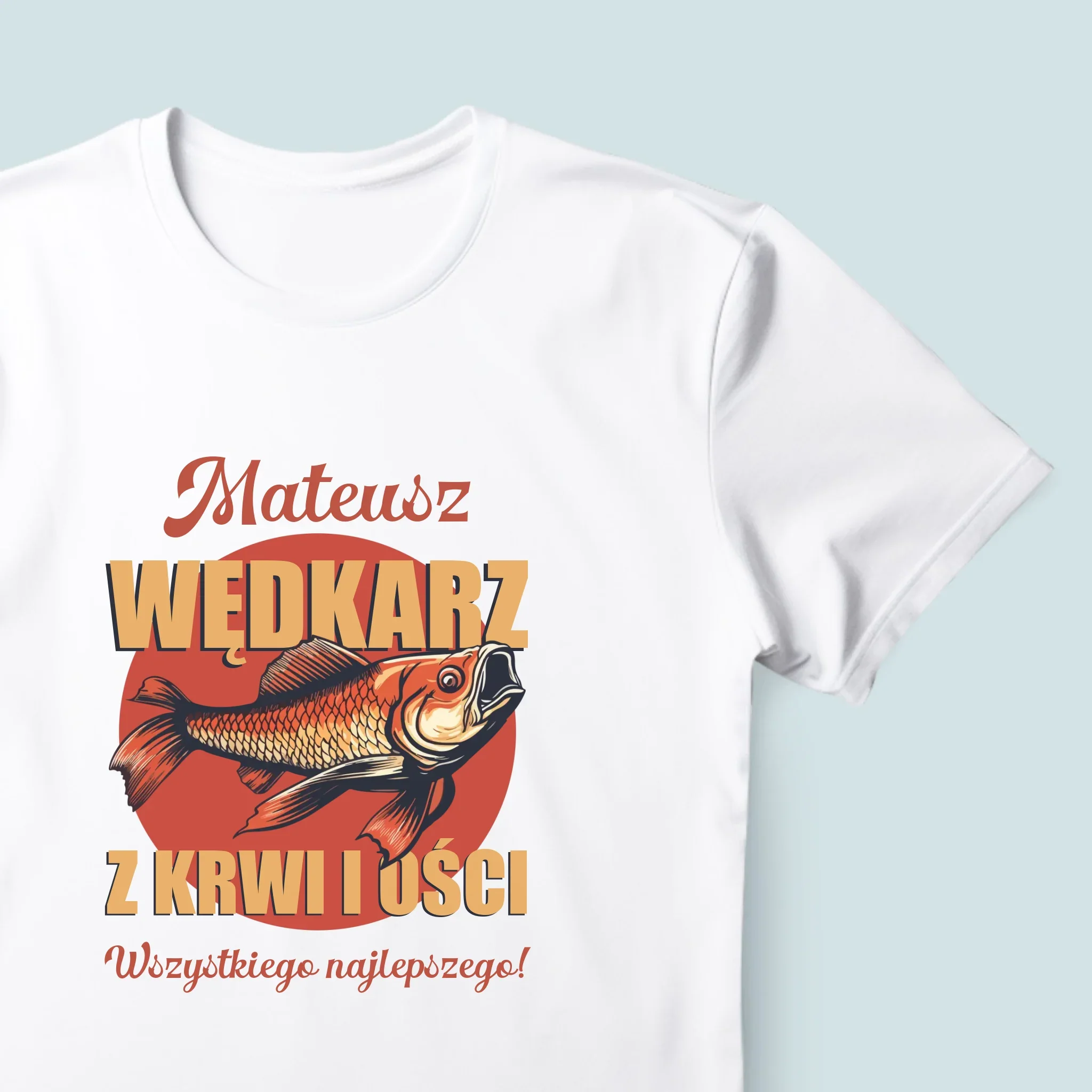 Imię i Podpis: Wędkarz z Krwi i Ości - Koszulka Męska z Nadrukiem - Image 4