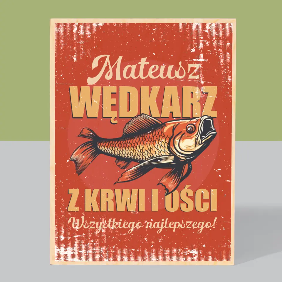 Imię i Podpis: Wędkarz z Krwi i Ości - Wydruk Na Drewnie - Image 3