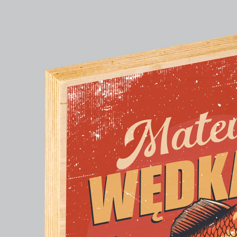 Imię i Podpis: Wędkarz z Krwi i Ości - Wydruk Na Drewnie - Image 4
