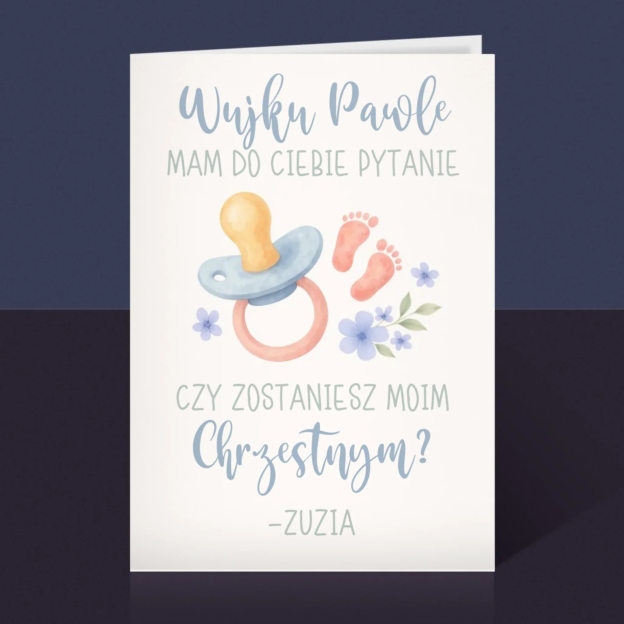 Imię i Podpis: Wujku czy zostaniesz moim chrzestnym - Kartka z Życzeniami