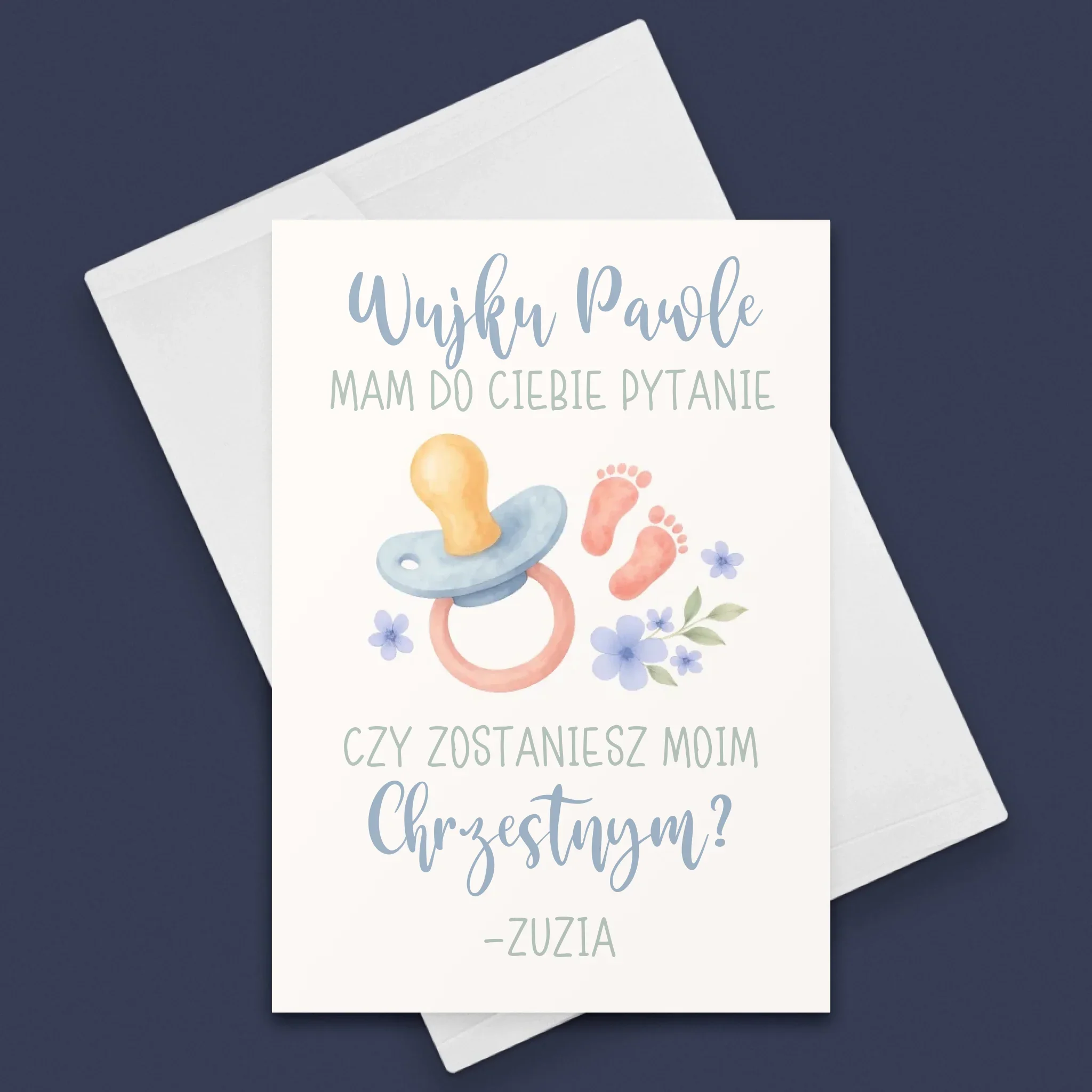 Imię i Podpis: Wujku czy zostaniesz moim chrzestnym - Kartka z Życzeniami - Image 3