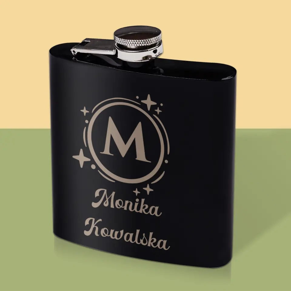 Monogram: Imię Nazwisko Monogram - Personalizowana Piersiówka - Image 3