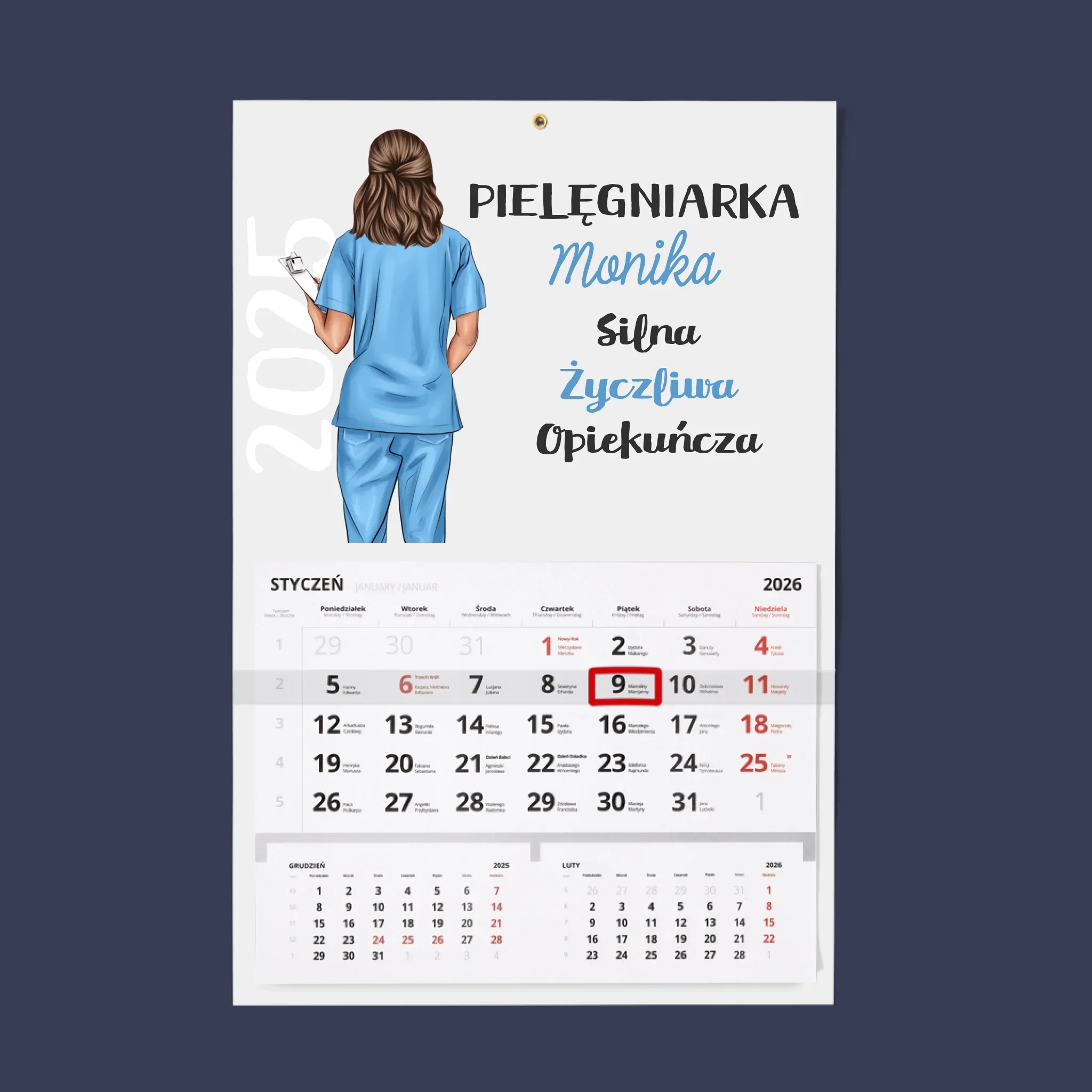 Kreator Postaci: Cechy Pielęgniarki - Personalizowany Kalendarz Jednodzielny