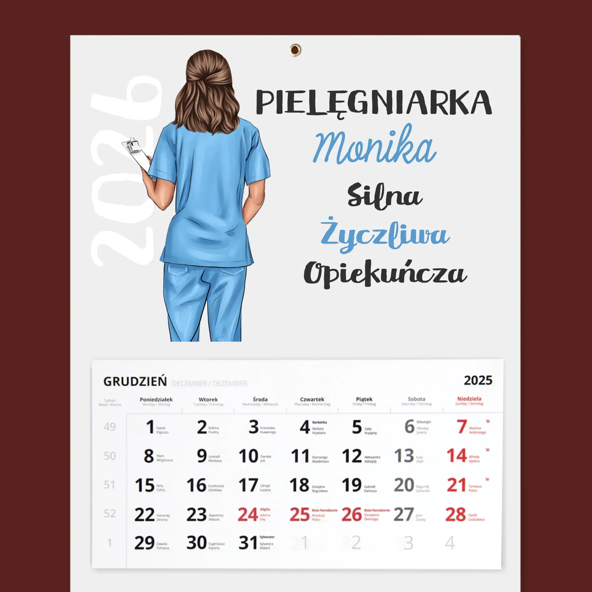 Kreator Postaci: Cechy Pielęgniarki - Personalizowany Kalendarz Trójdzielny - Image 2