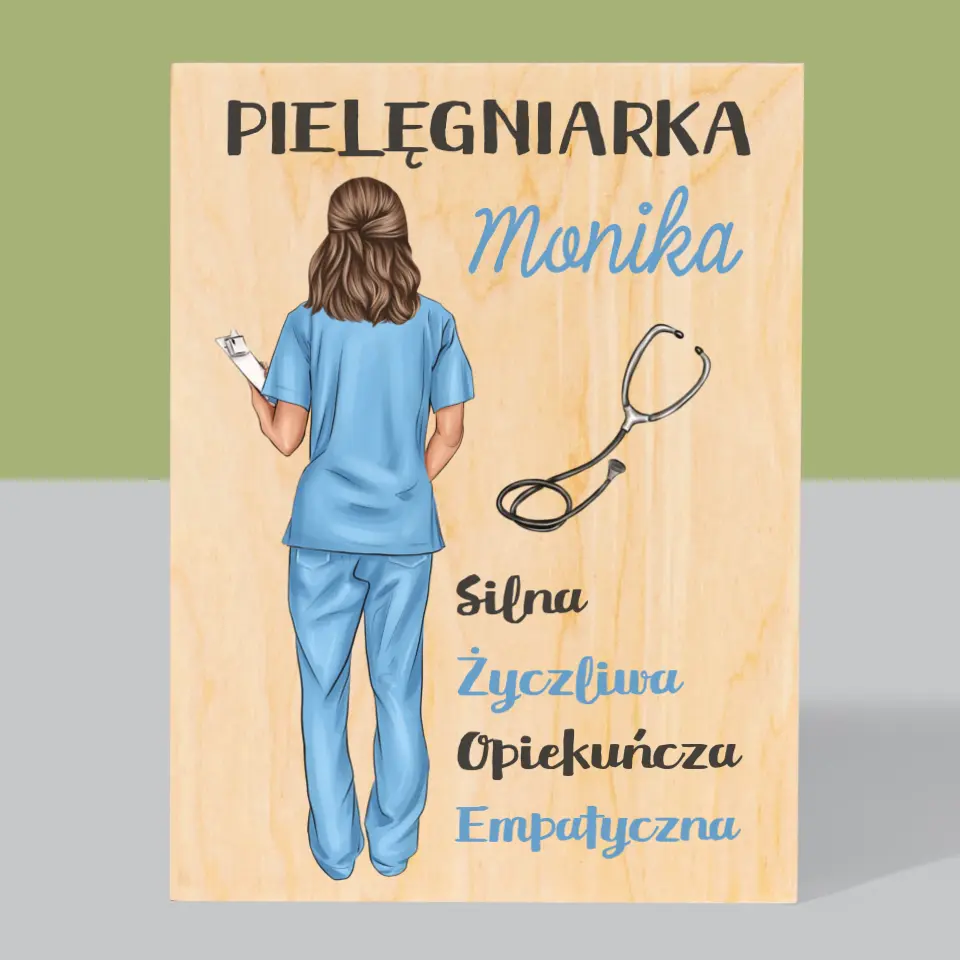 Kreator Postaci: Cechy Pielęgniarki - Wydruk Na Drewnie - Image 3