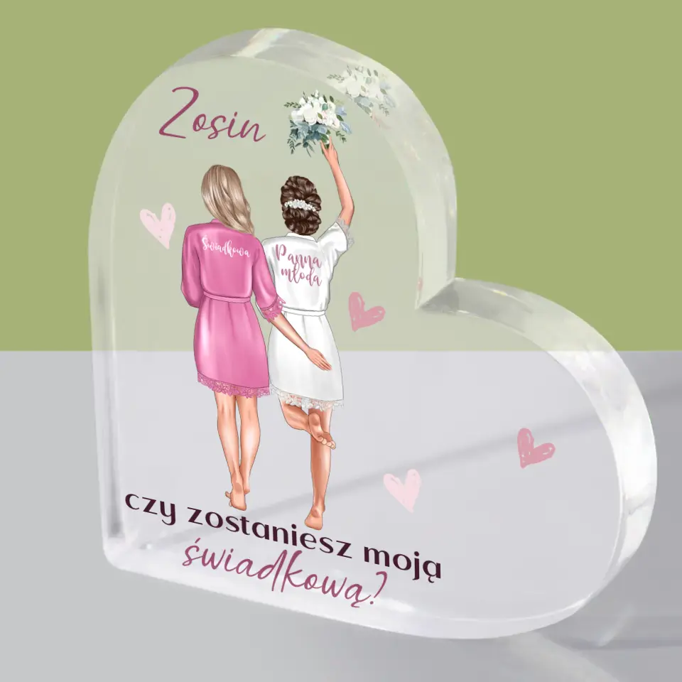 Kreator Postaci: Czy Zostaniesz Moją Świadkową - Blok Akrylowy Serce - Image 2