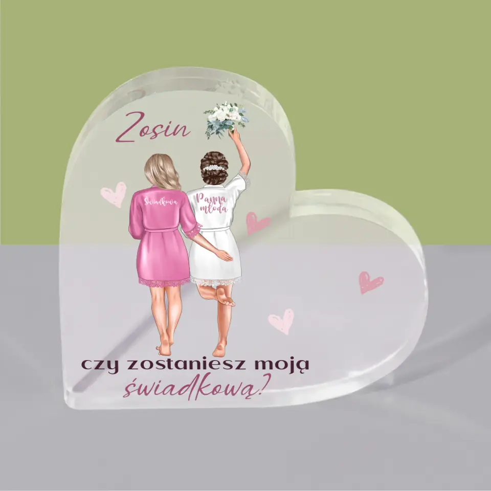 Kreator Postaci: Czy Zostaniesz Moją Świadkową - Blok Akrylowy Serce - Image 4