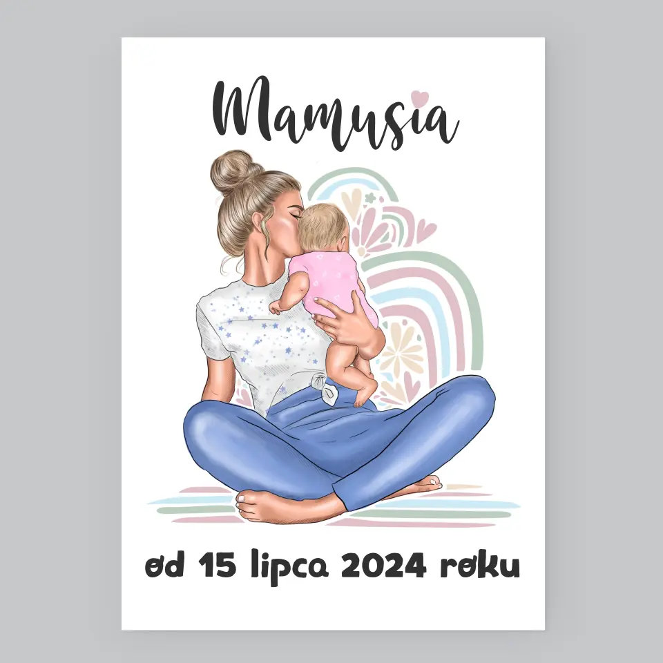 Kreator Postaci: Młoda Mama - Wydruk Obramowany
