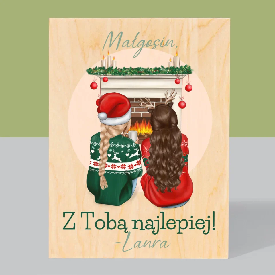 Kreator Postaci: Najlepsze Przyjaciółki W Święta - Wydruk Na Drewnie - Image 3