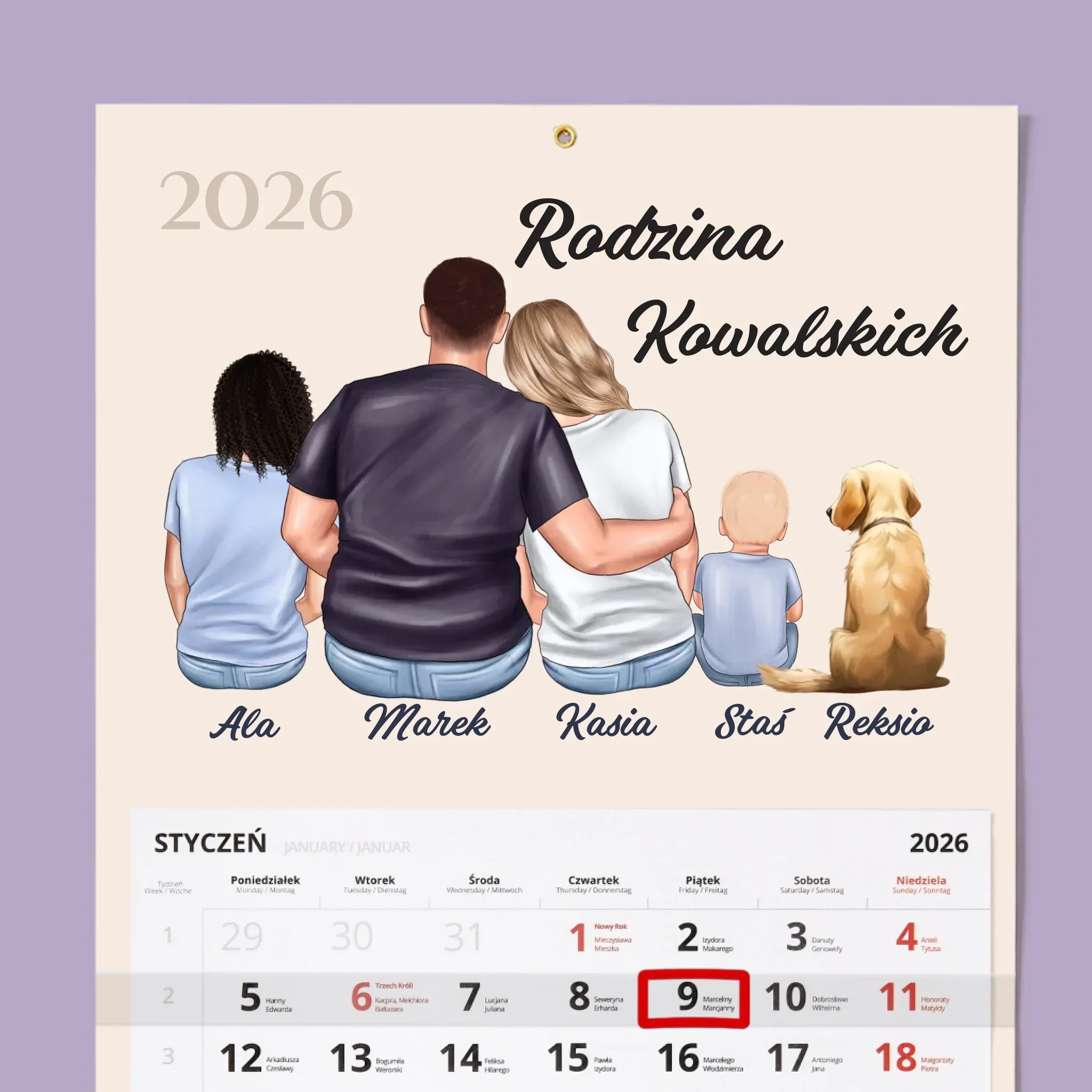 Kreator Postaci: Portret Rodzinny - Personalizowany Kalendarz Jednodzielny - Image 2