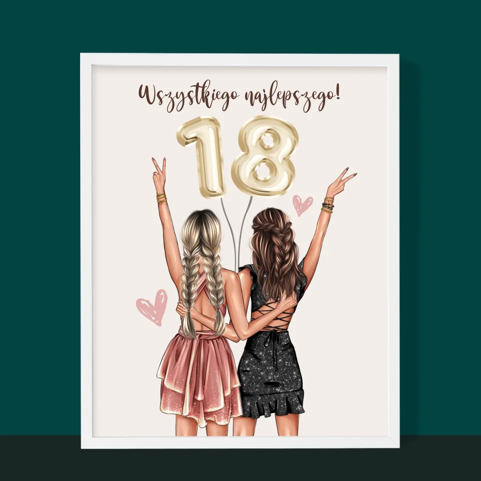Kreator Postaci: Przyjaciółki Osiemnastka - Wydruk Obramowany - Image 10