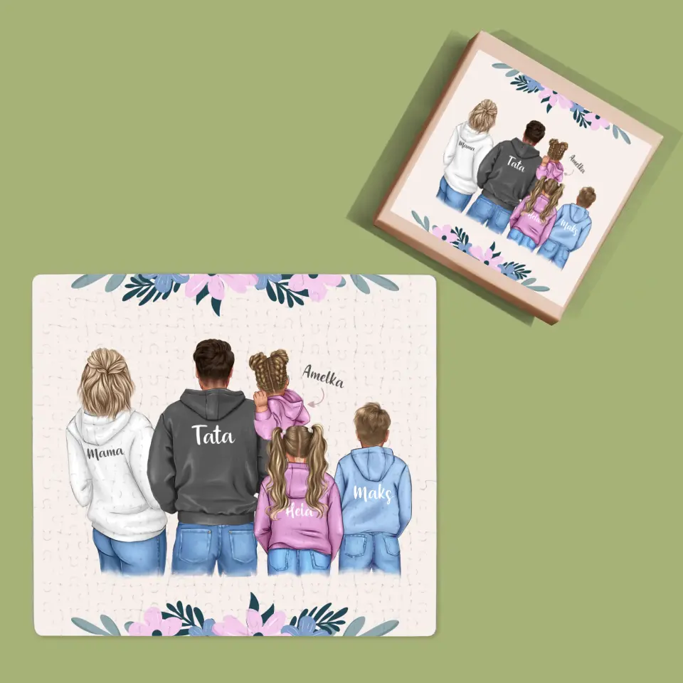 Kreator Postaci: Rodzina z Dziećmi - Personalizowane Puzzle - Image 4