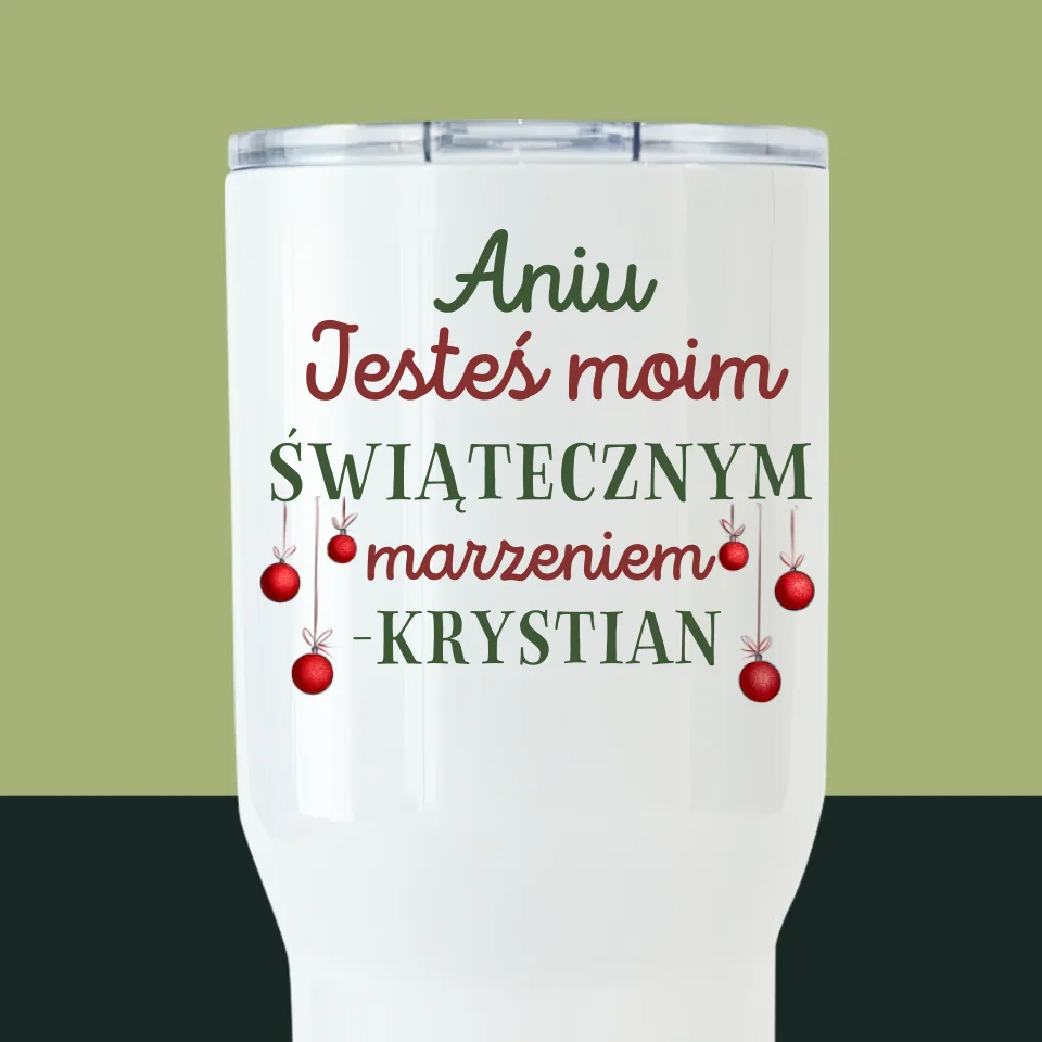 Kreator Postaci: Świąteczna Para - Kubek Termiczny Biały - Image 2
