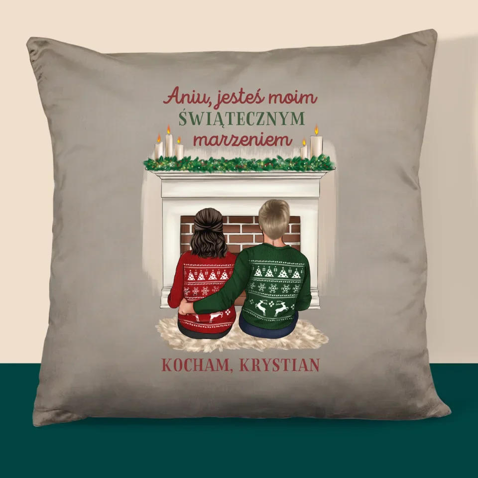 Kreator Postaci: Świąteczna Para - Poduszka z Nadrukiem - Image 3