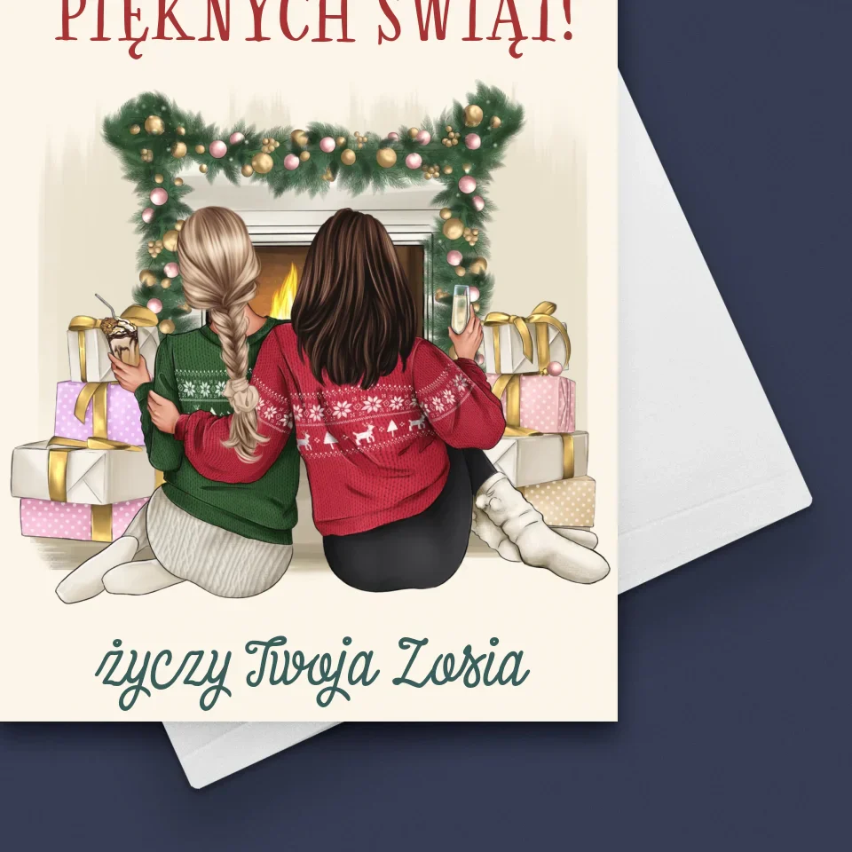 Kreator Postaci: Świąteczne Przyjaciółki - Kartka z Życzeniami - Image 4