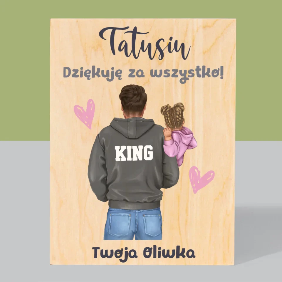Kreator Postaci: Tata z Dzieckiem - Wydruk Na Drewnie - Image 3