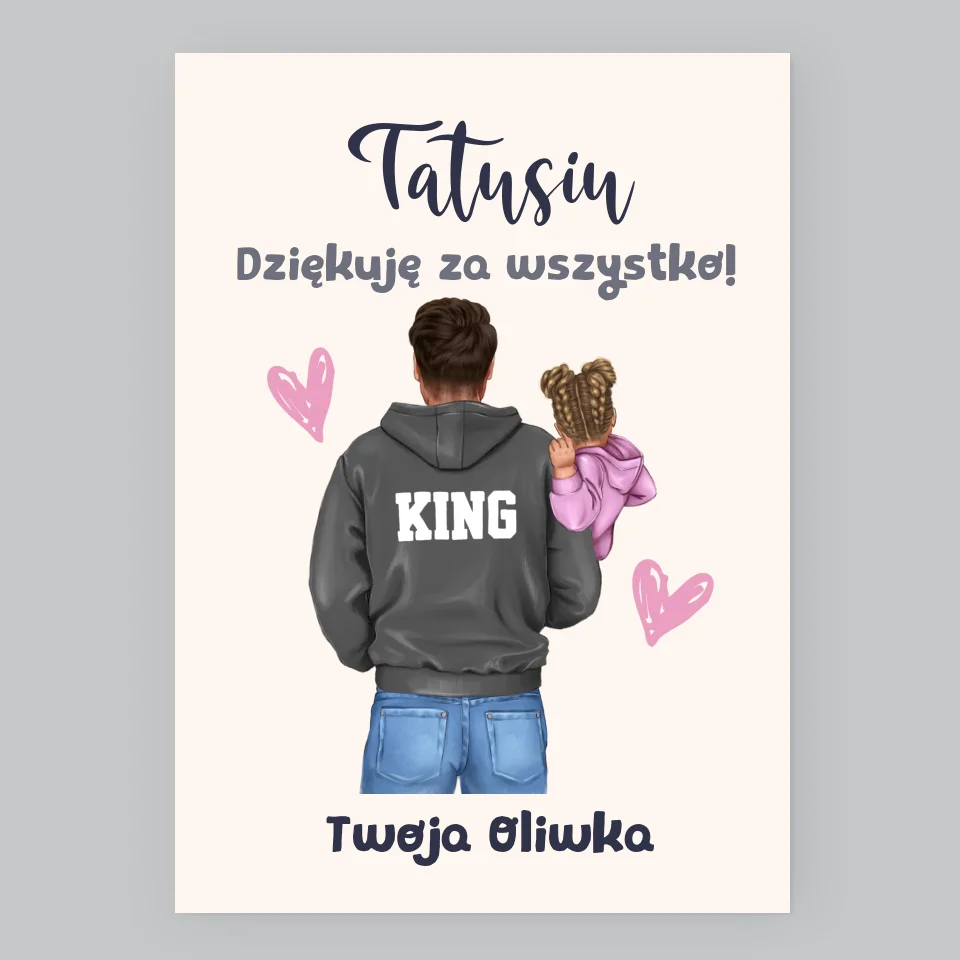 Kreator Postaci: Tata z Dzieckiem - Wydruk Obramowany