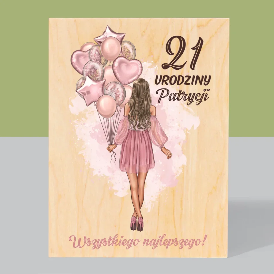 Kreator Postaci: Urodziny Balony - Wydruk Na Drewnie - Image 3