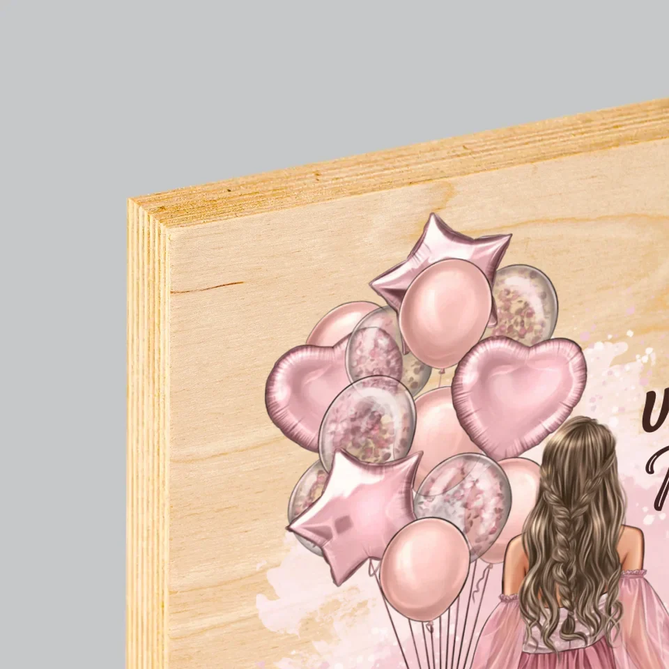 Kreator Postaci: Urodziny Balony - Wydruk Na Drewnie - Image 4