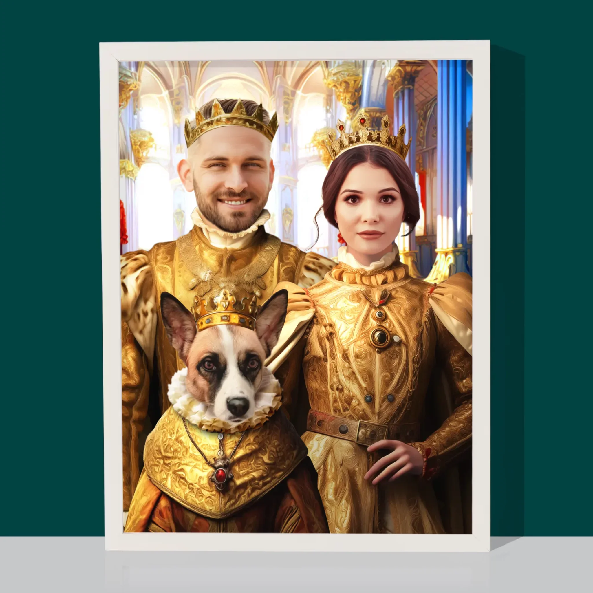 Królewski Portret: Król i Królowa z Pupilem - Wydruk z Twoim Zdjęciem - Image 4