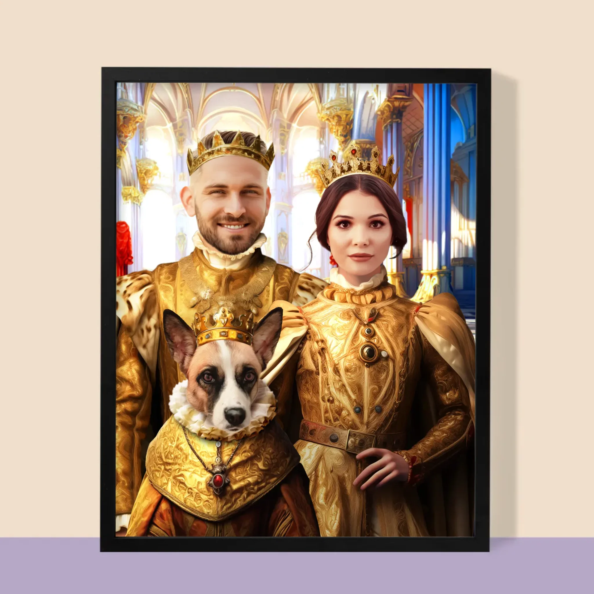 Królewski Portret: Król i Królowa z Pupilem - Wydruk z Twoim Zdjęciem - Image 5