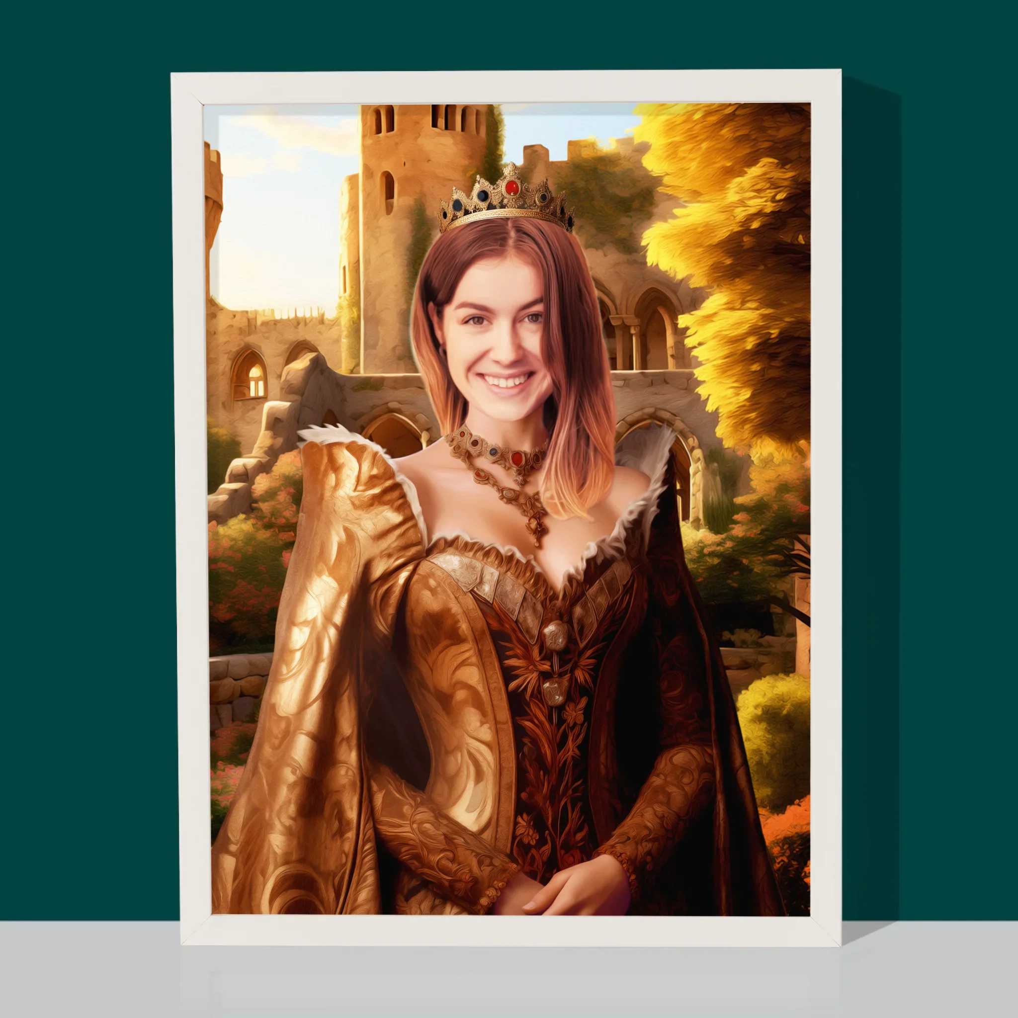 Królewski Portret: Królowa w Ogrodach - Wydruk z Twoim Zdjęciem - Image 4