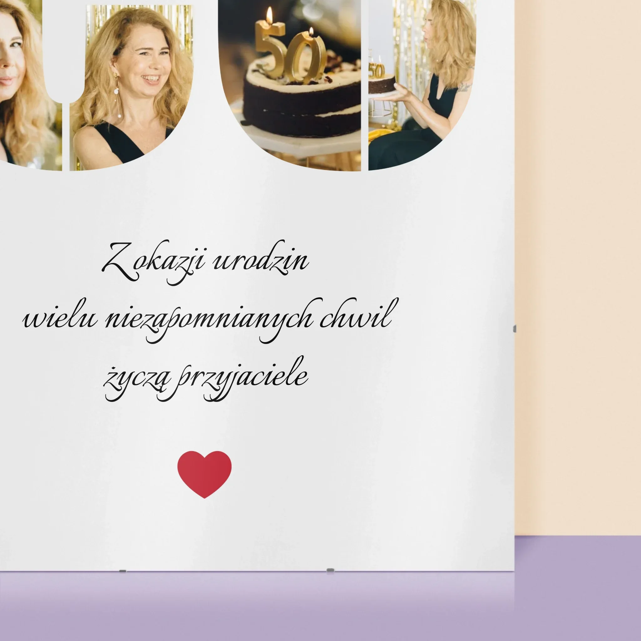 Kształt Ze Zdjęć: 50 Urodziny Życzenia - Personalizowany Plakat - Image 2