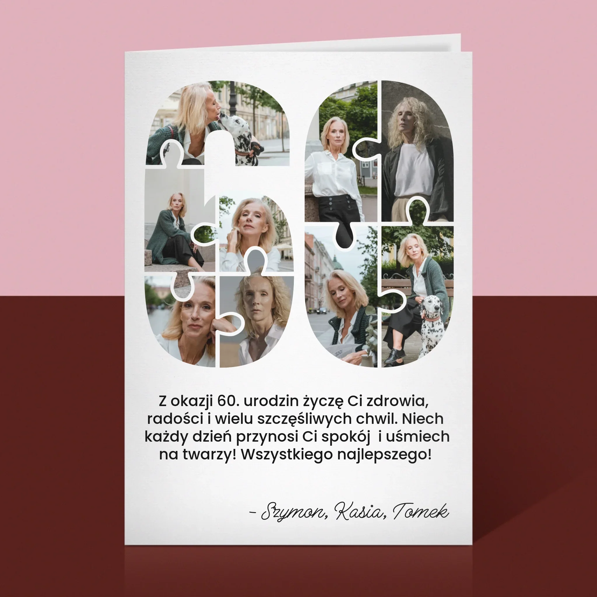 Kształt Ze Zdjęć: 60 Urodziny Puzzle - Kartka z Życzeniami