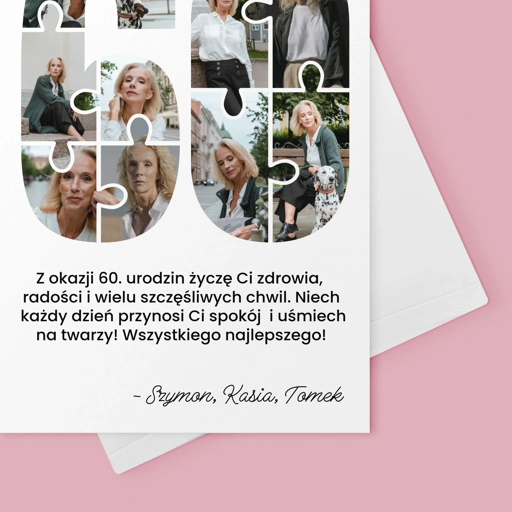 Kształt Ze Zdjęć: 60 Urodziny Puzzle - Kartka z Życzeniami - Image 4