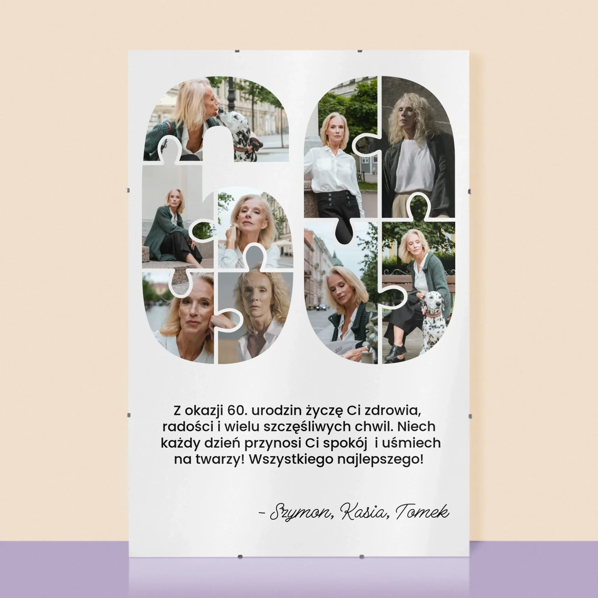 Kształt Ze Zdjęć: 60 Urodziny Puzzle - Personalizowany Plakat