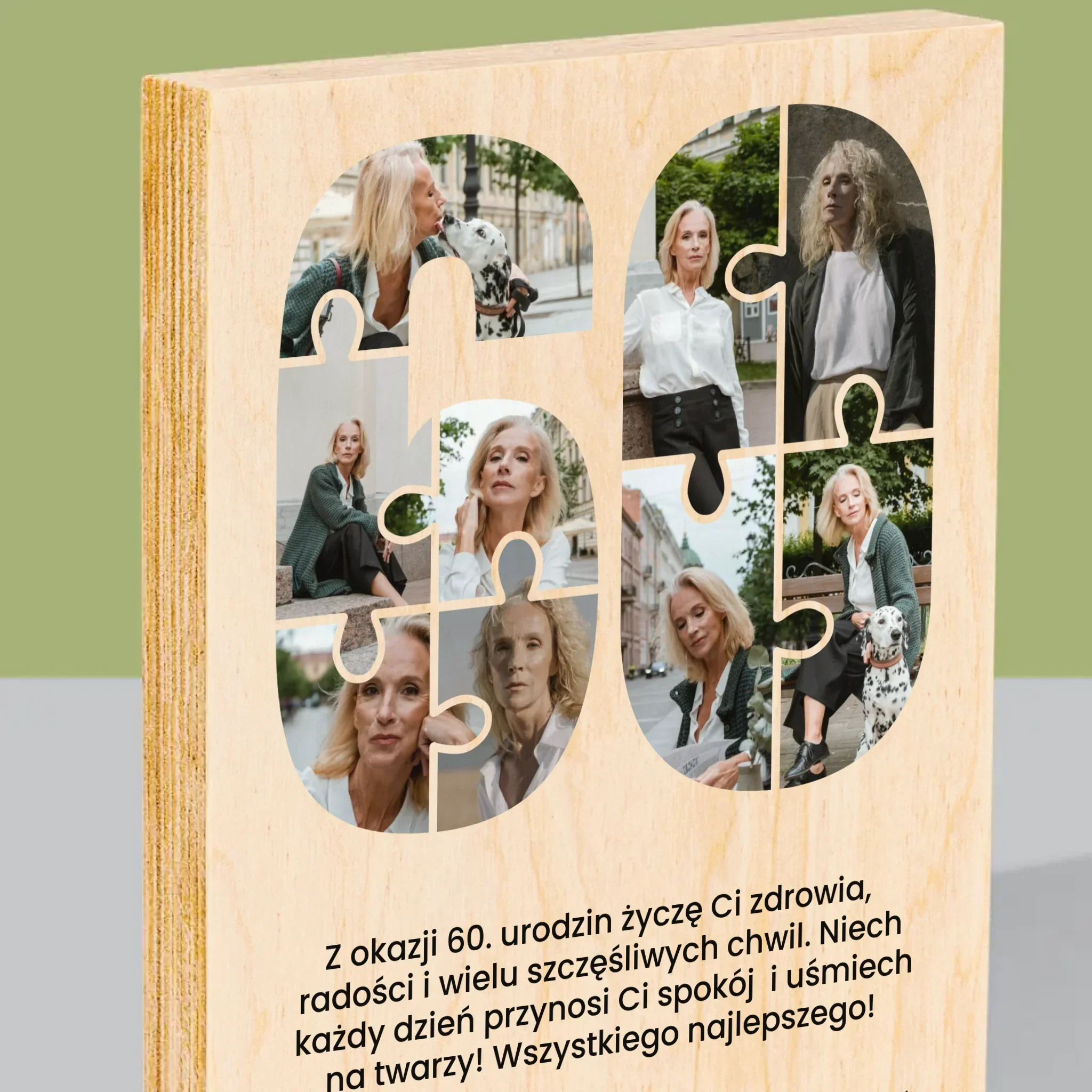 Kształt Ze Zdjęć: 60 Urodziny Puzzle - Wydruk Na Drewnie - Image 2