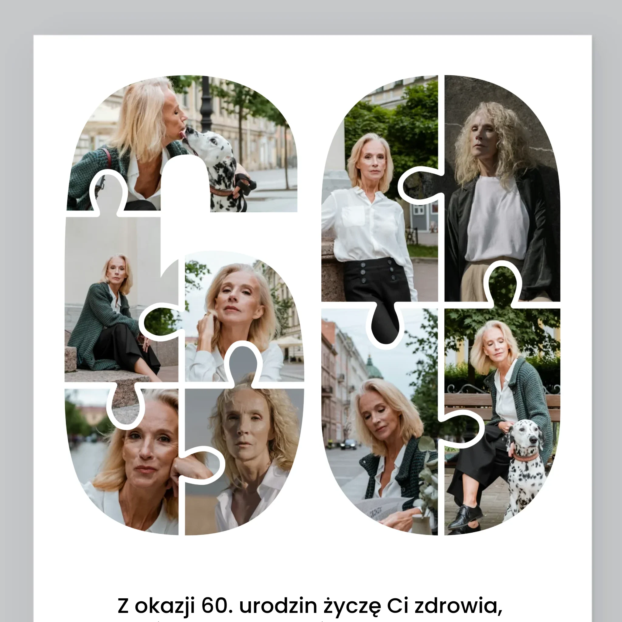 Kształt Ze Zdjęć: 60 Urodziny Puzzle - Wydruk Obramowany - Image 9