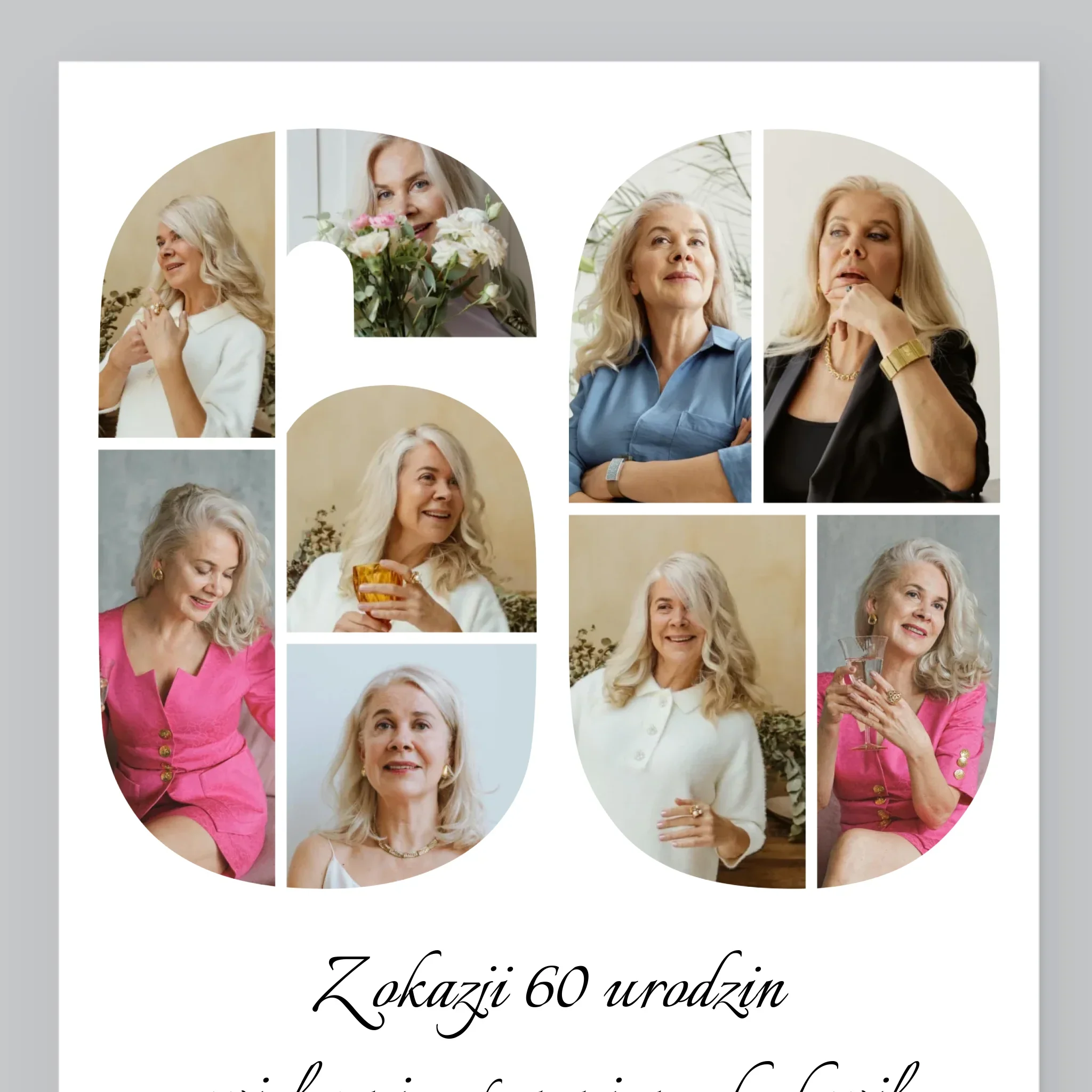 Kształt Ze Zdjęć: 60 Urodziny Życzenia - Wydruk Obramowany - Image 9