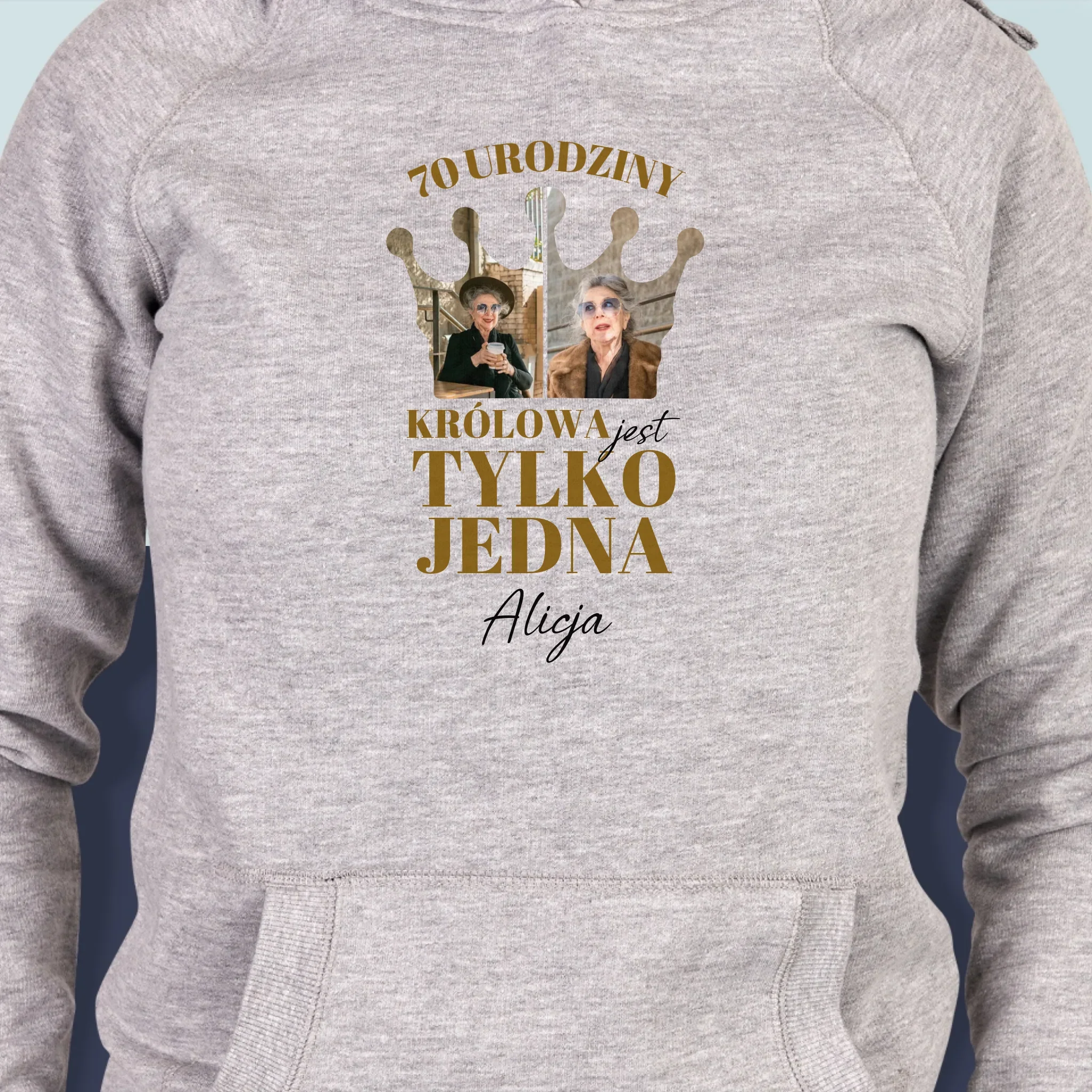 Kształt Ze Zdjęć: 70 Urodziny Królowa - Bluza Damska z Kapturem - Image 2