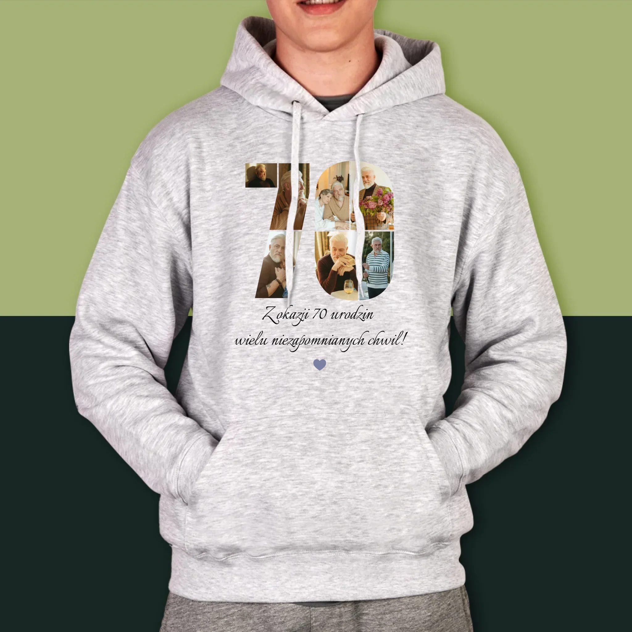 Kształt Ze Zdjęć: 70 Urodziny Życzenia - Bluza Męska z Kapturem - Image 5