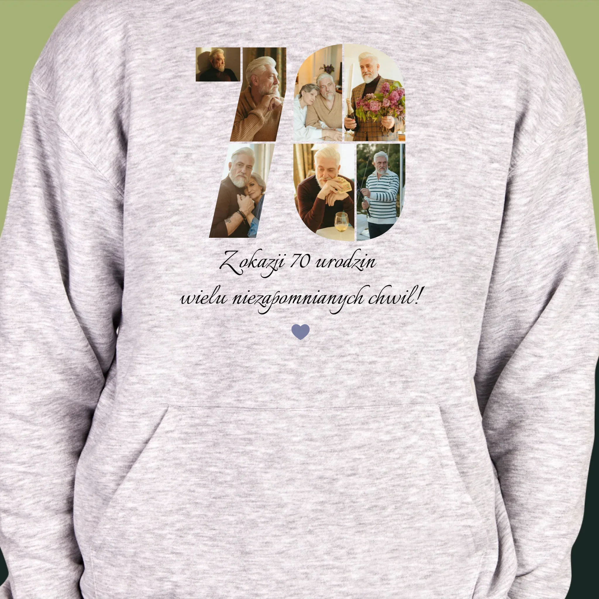 Kształt Ze Zdjęć: 70 Urodziny Życzenia - Bluza Męska z Kapturem - Image 6