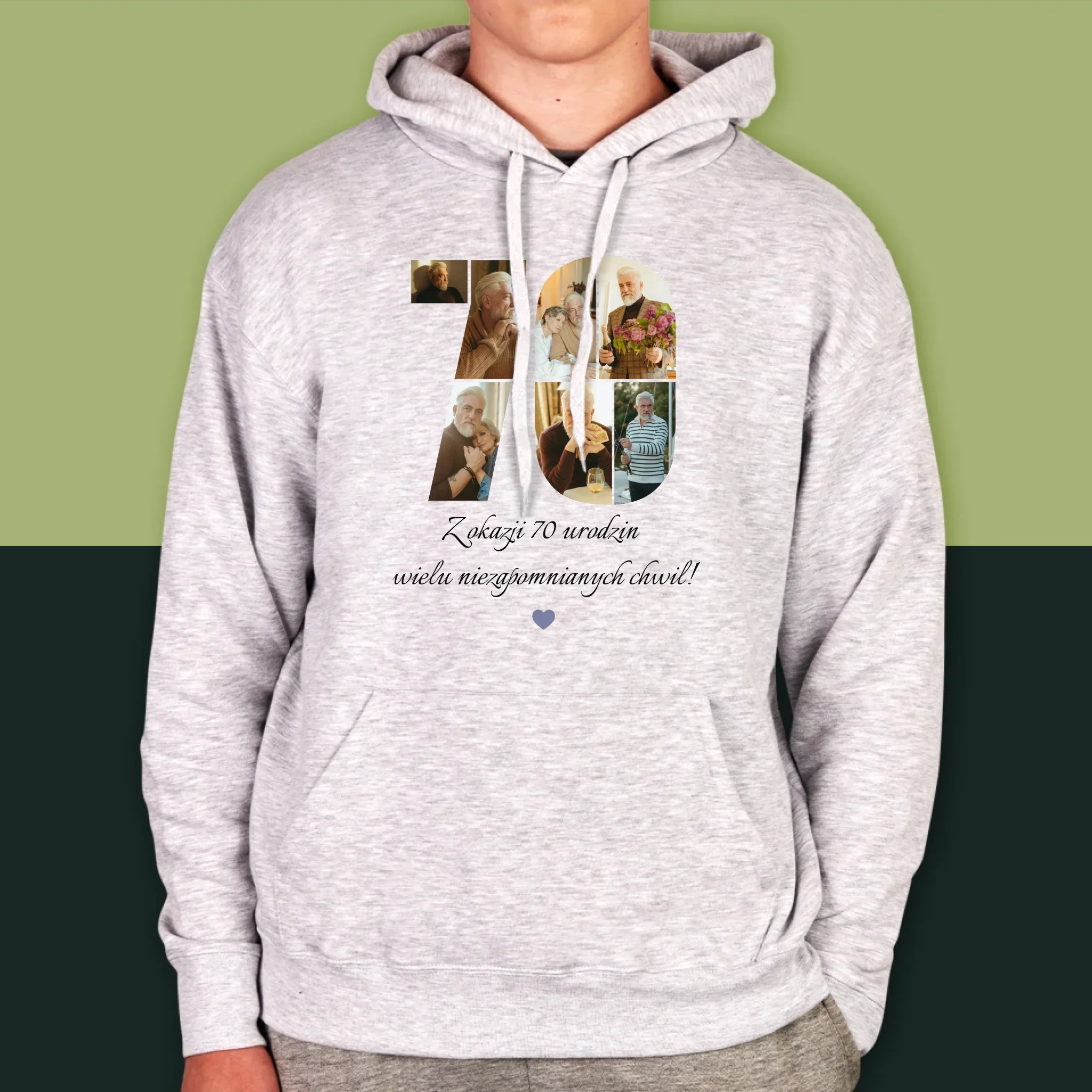 Kształt Ze Zdjęć: 70 Urodziny Życzenia - Bluza Męska z Kapturem - Image 8