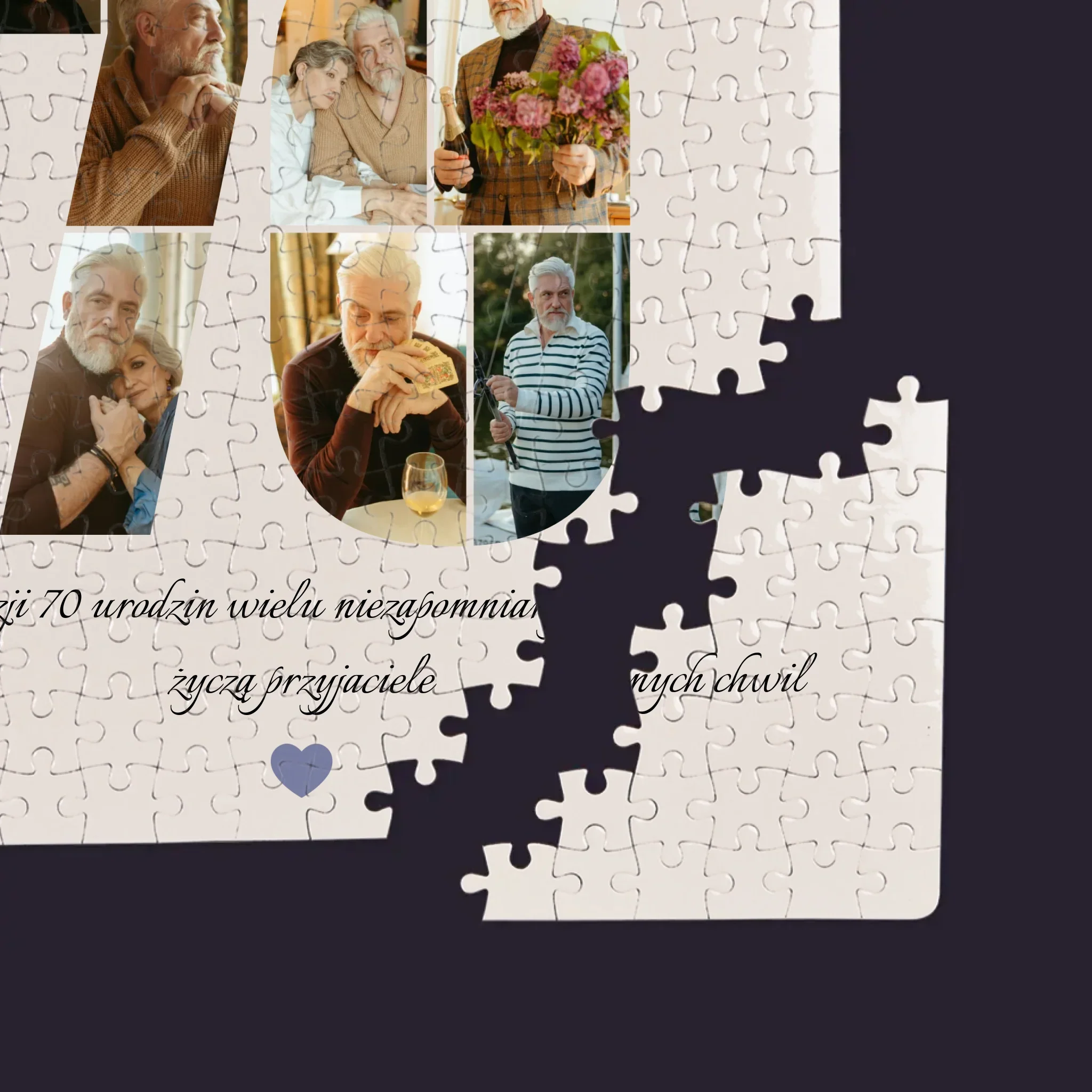 Kształt Ze Zdjęć: 70 Urodziny Życzenia - Personalizowane Puzzle - Image 2