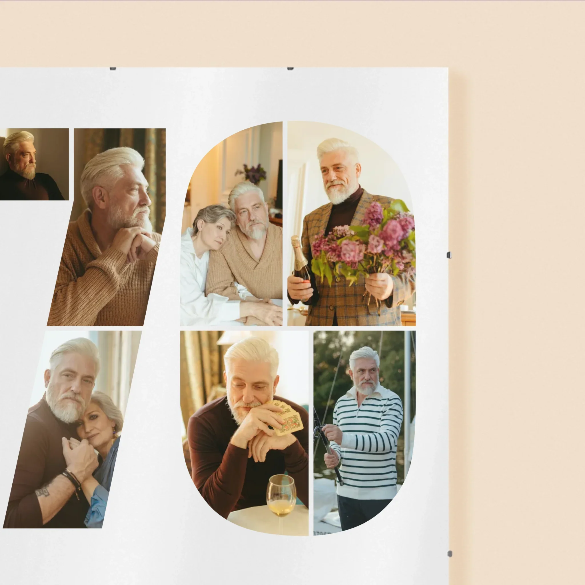 Kształt Ze Zdjęć: 70 Urodziny Życzenia - Personalizowany Plakat - Image 3