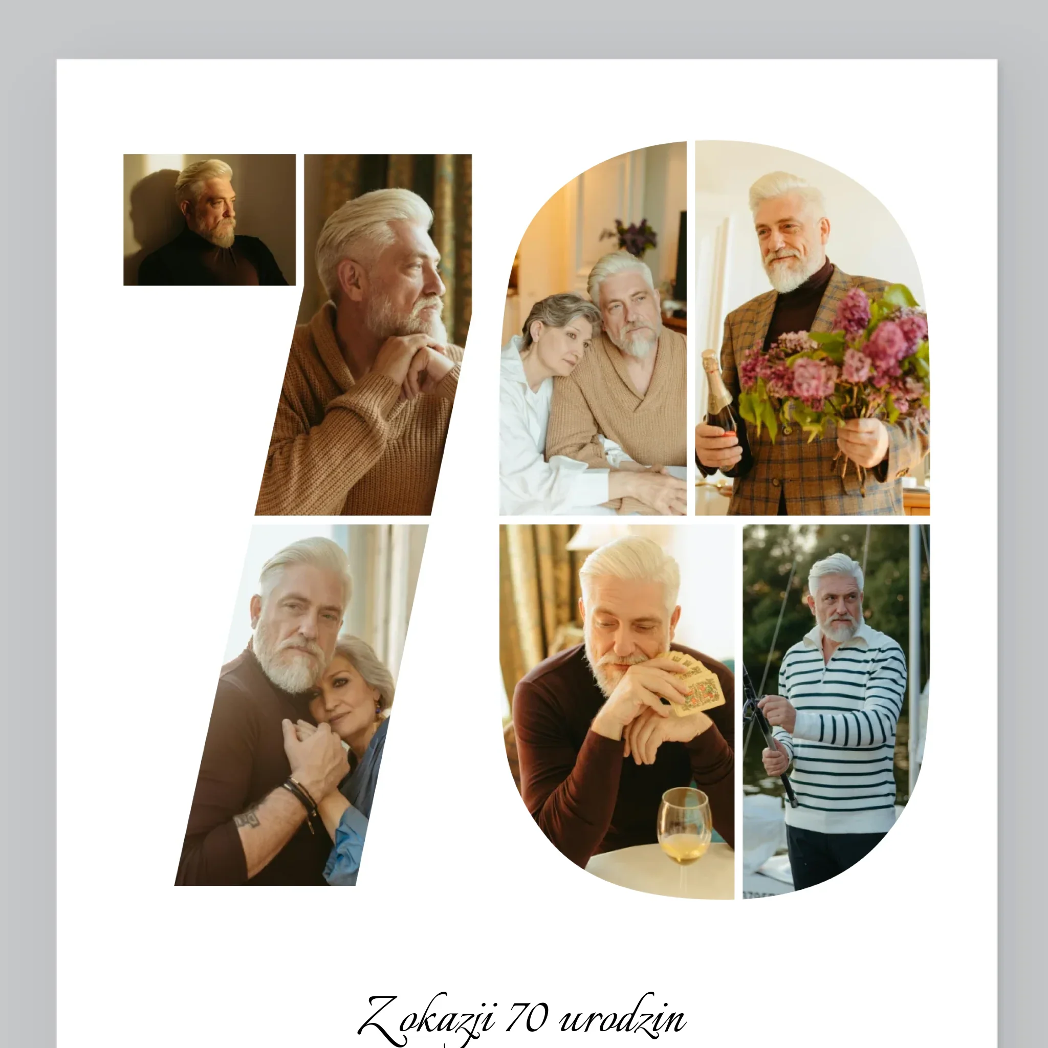 Kształt Ze Zdjęć: 70 Urodziny Życzenia - Wydruk Obramowany - Image 9