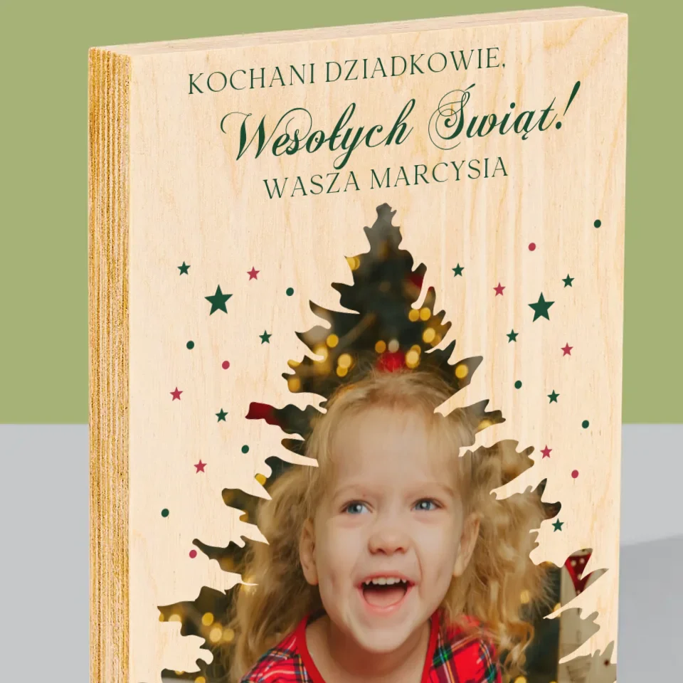 Kształt Ze Zdjęć: Choinka Święta - Wydruk Na Drewnie - Image 2