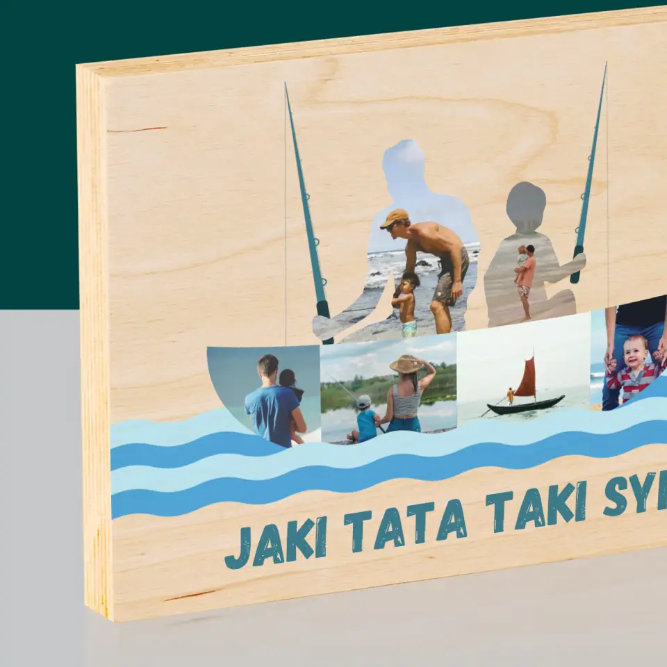 Kształt Ze Zdjęć: Jaki Tata Taki Syn - Wydruk Na Drewnie - Image 2