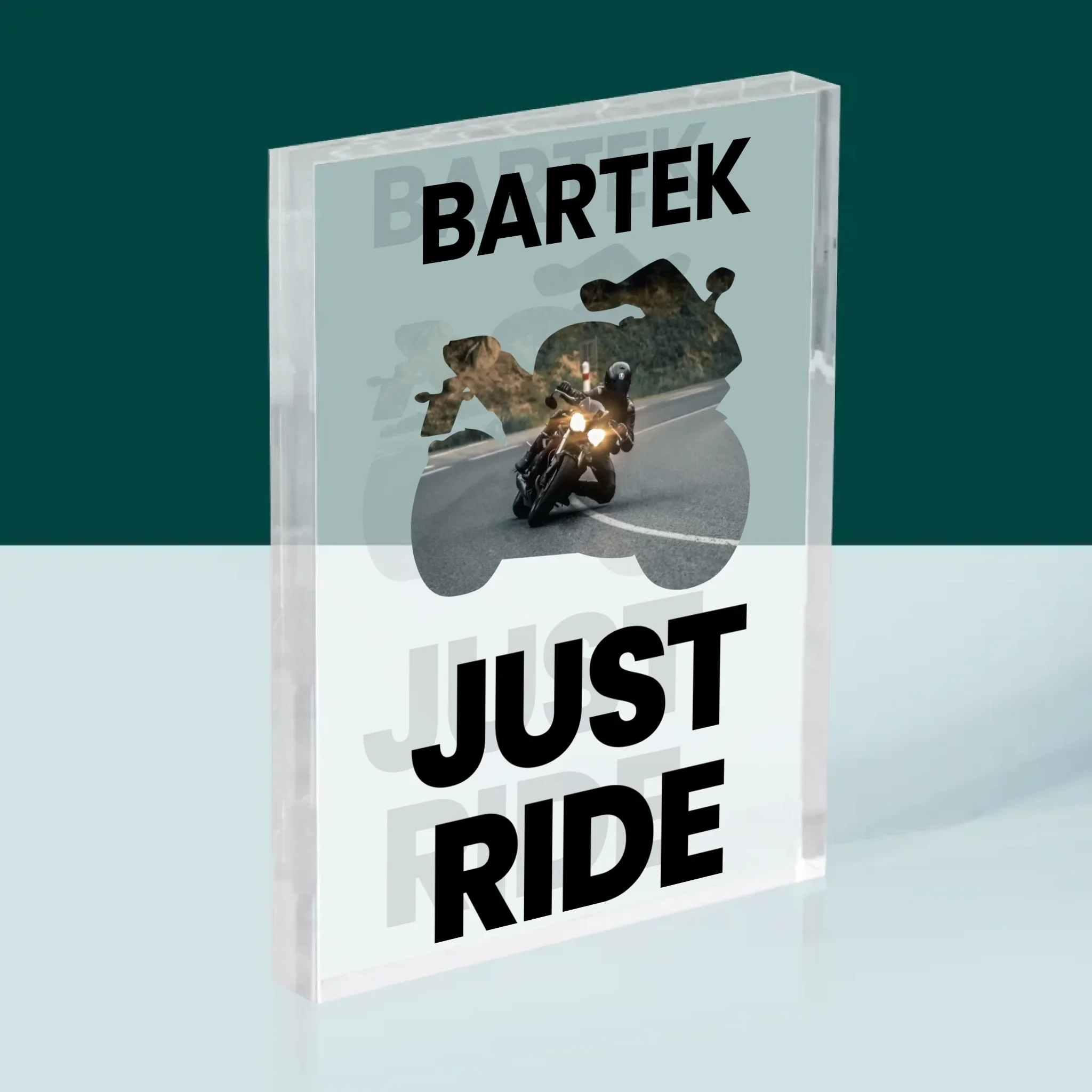 Kształt Ze Zdjęć: Just Ride - Blok Akrylowy z Nadrukiem