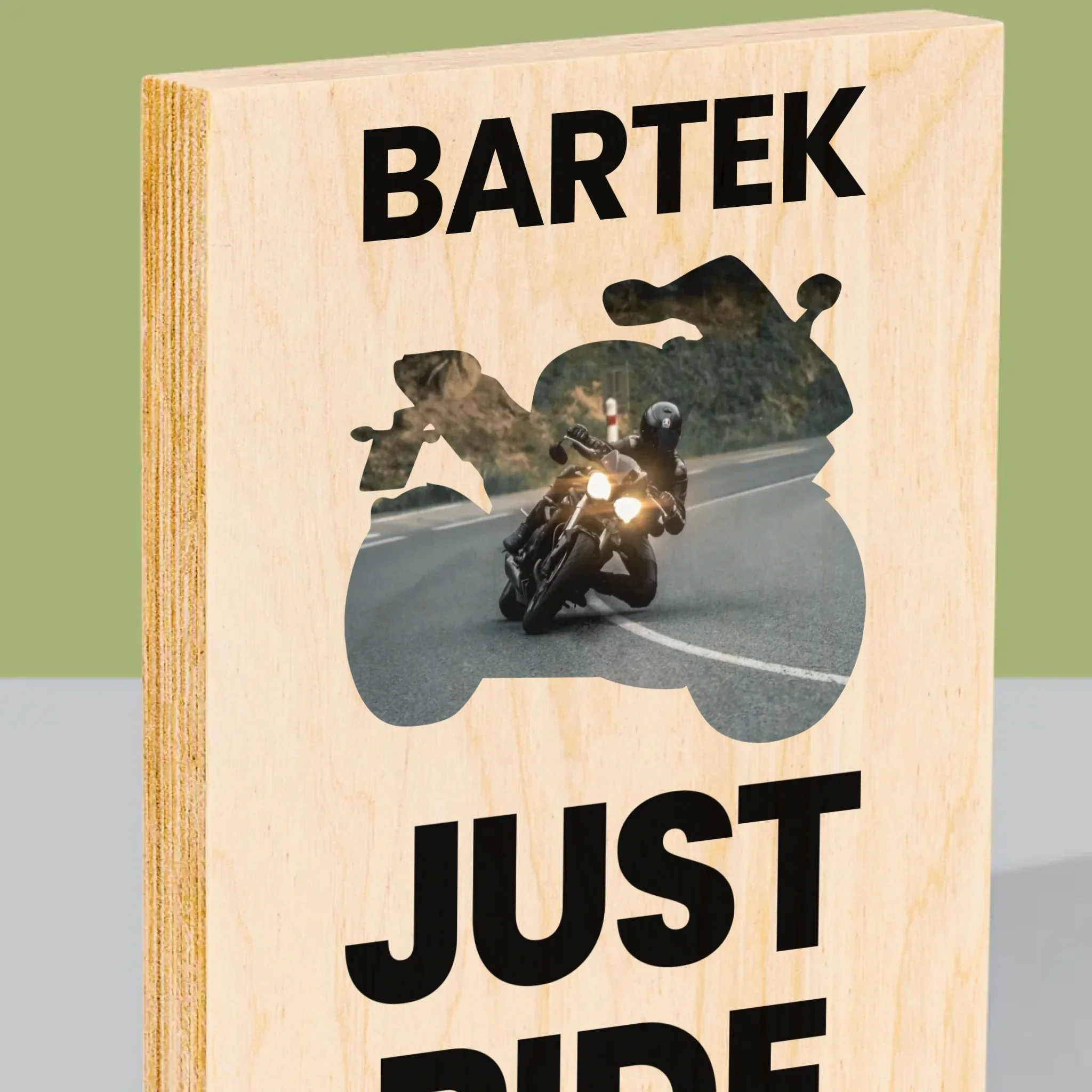 Kształt Ze Zdjęć: Just Ride - Wydruk Na Drewnie - Image 2
