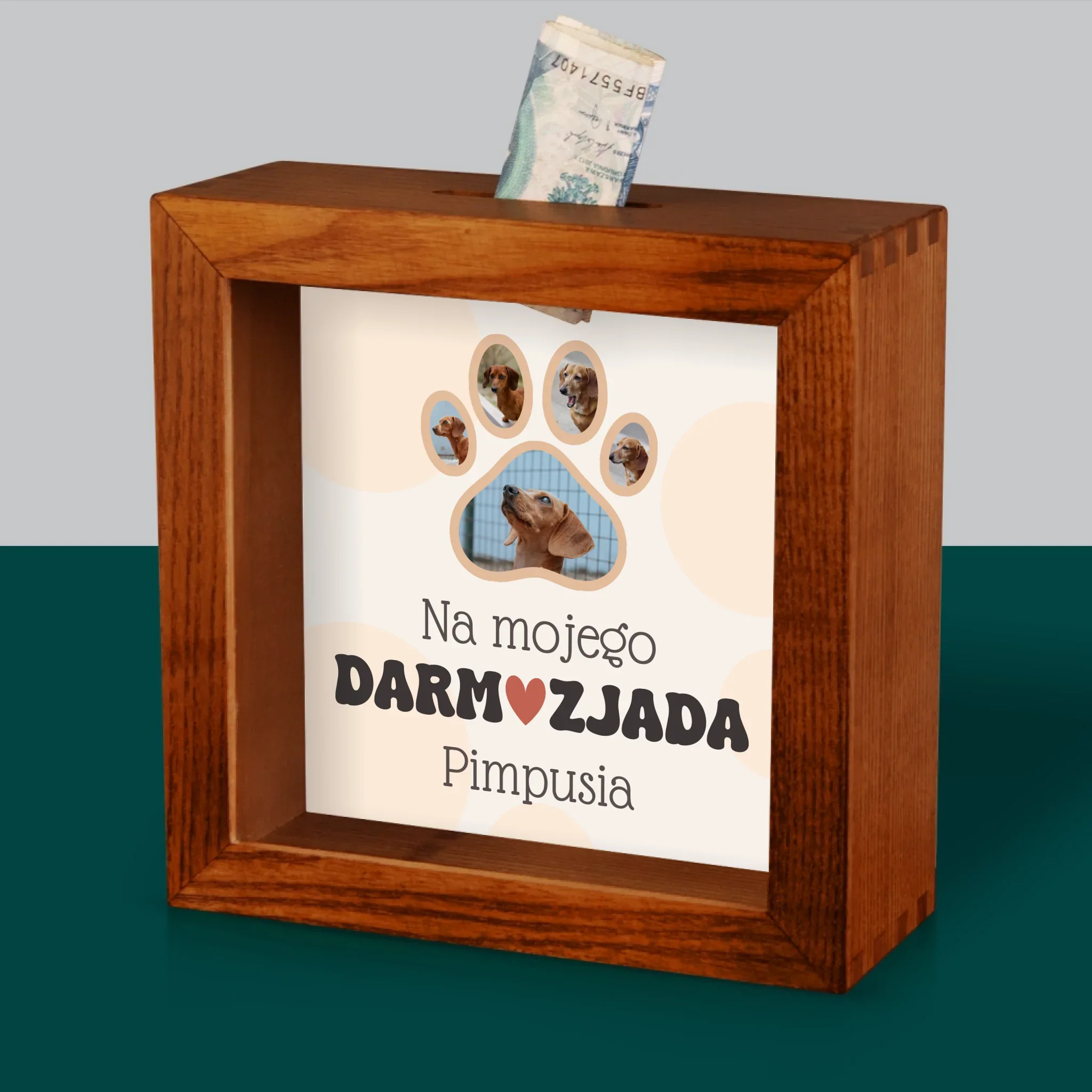 Kształt Ze Zdjęć: Na Mojego Darmozjada - Drewniana Skarbonka - Image 4