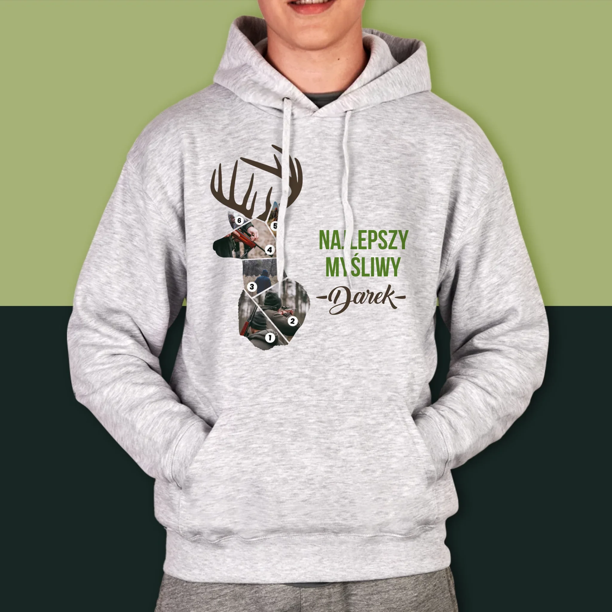 Kształt Ze Zdjęć: Najlepszy Myśliwy - Bluza Męska Z Kapturem - Image 5