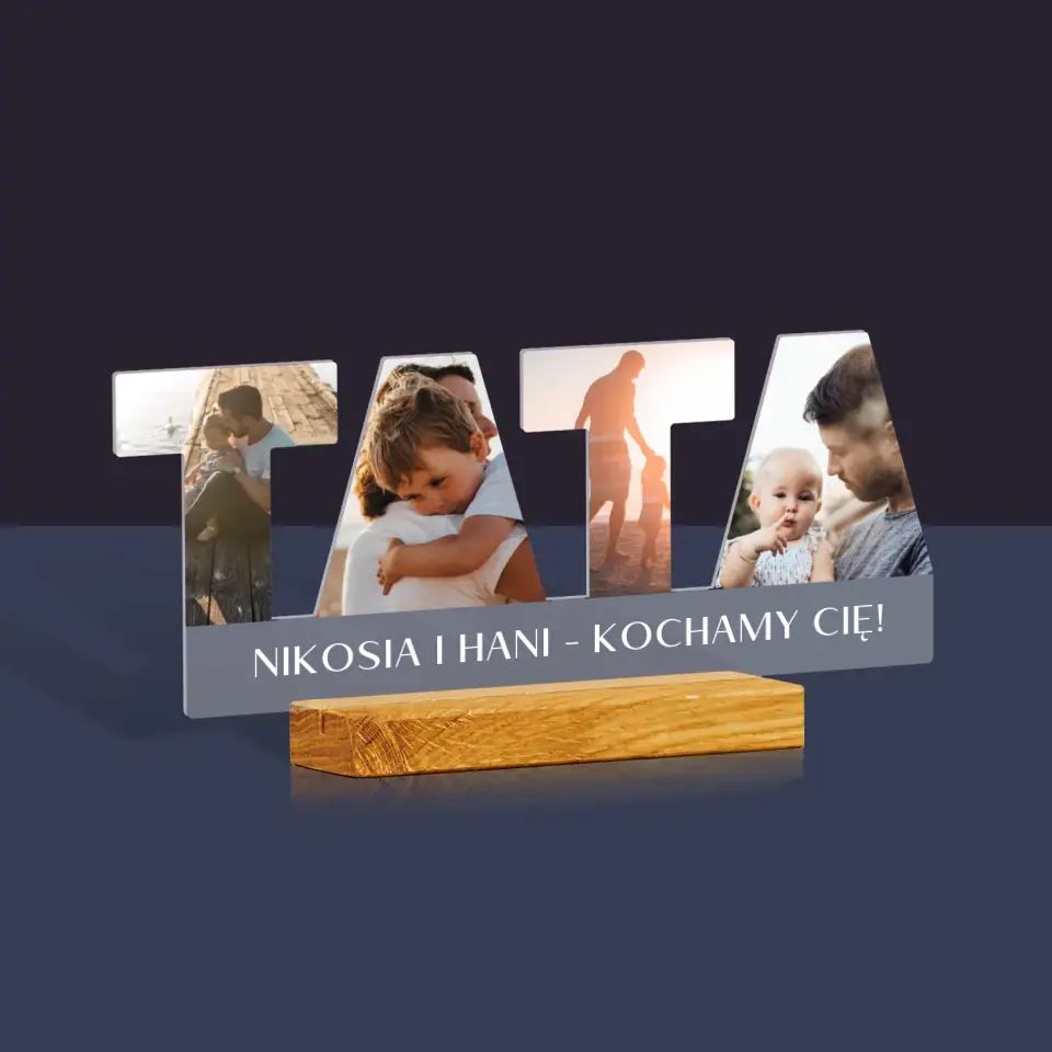Kształt Ze Zdjęć: Słowo Tata - Szkło Akrylowe z Nadrukiem - Image 2